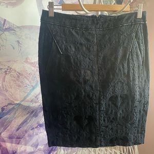 Zara black pencil skirt with leather piping.